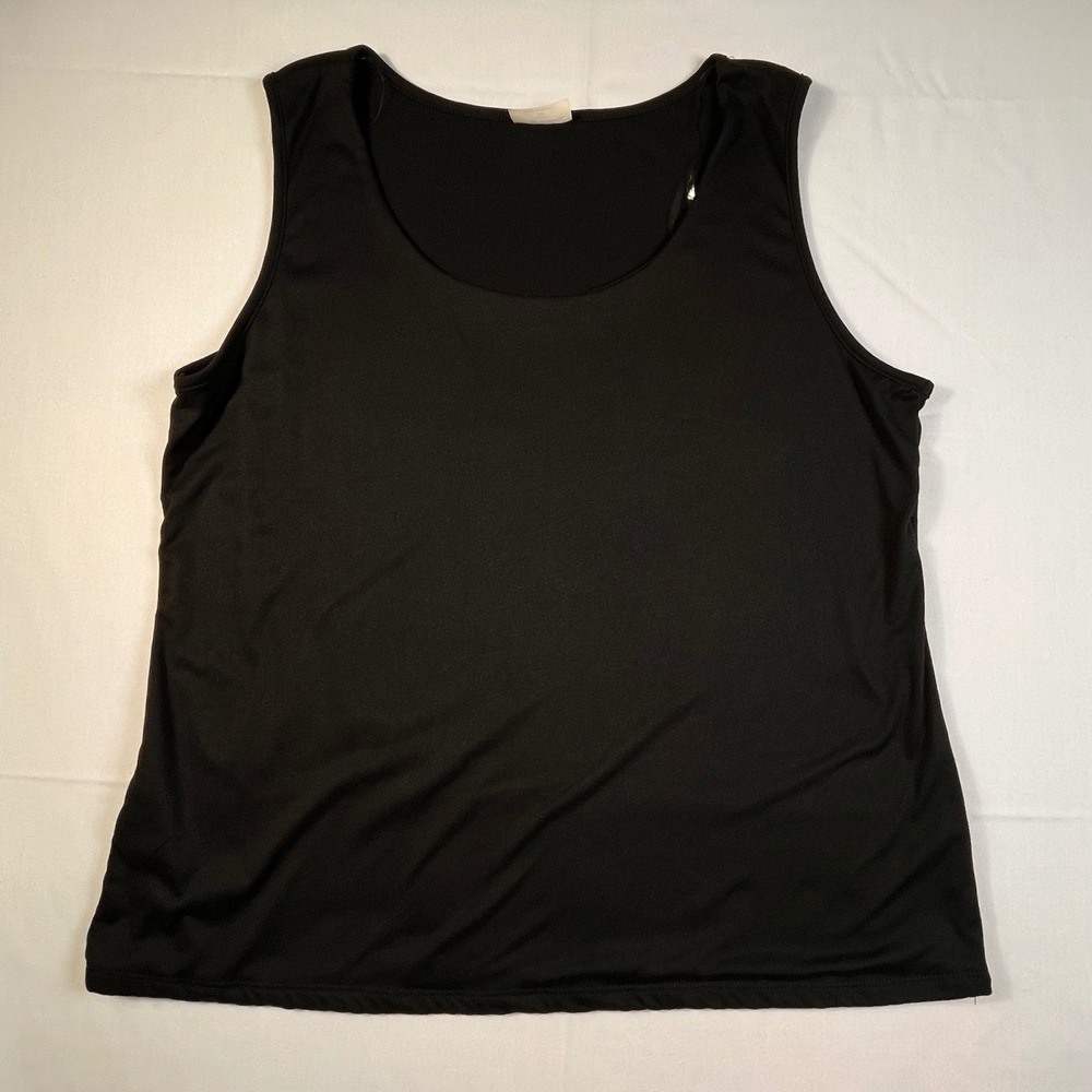 Women's Plus 2X Black Lined Sleeveless Dress Tank Top Stretch Career Basic